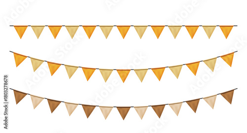 Carnival garland with flags hanging on rope banner. Triangular pennant decoration festival. Perfect for party, Birthday, Christmas, anniversary, and festival fair, birthday, anniversary, New Year