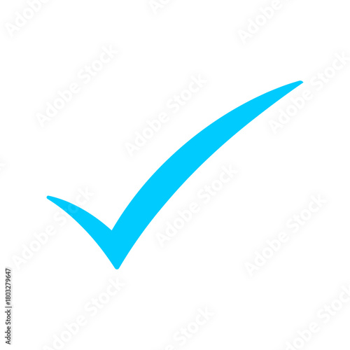 Bright blue checkmark icon symbol of validation, completion, confirmation, and correctness, ideal for web, ui, success.