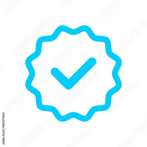 Verified blue checkmark icon with a wavy badge shape symbolizing approval, confirmation, and quality assurance
