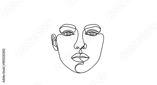 Continuous one-line abstract human portrait,