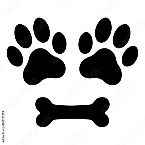 Dog paw prints and bone vector design for pet lovers and animal rescue organizations and veterinary clinics