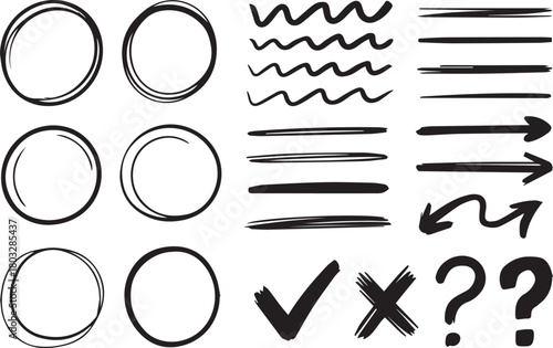 Hand-drawn elements vector set