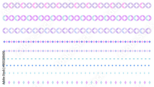 レトロな飾り罫線・ラインのイラストセット　	あしらい　和風　幾何学模様