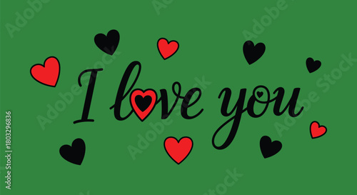 Express love with heartfelt 'I love you' calligraphy and charming hearts