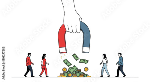 Giant magnet attracts money and people towards success