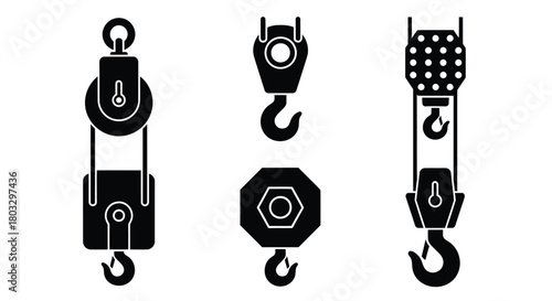 Versatile crane hook set for industrial construction and engineering use