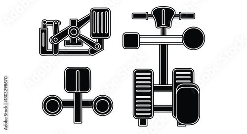 Modern industrial machine parts and components isolated on white