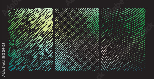 Abstract textured background with diagonal lines and a gradient of green and blue hues
