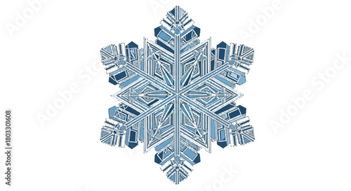 Delicate Snowflake: A close-up view of a solitary, exquisitely detailed snowflake. Its intricate crystalline structure is showcased, highlighting the unique beauty of winter's artistry.