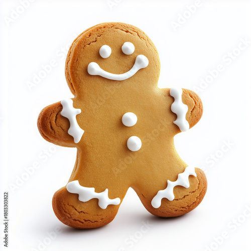 Gingerbread man cookie in a white background