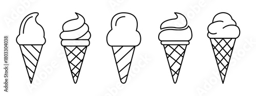 vector illustration of a set of ice cream waffle cone