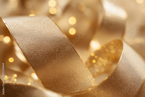 close up of golden christmas decorations