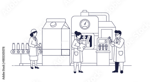 Scientists monitor milk production in modern factory quality control