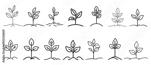 Seedling tree growing icon. Black nature green vector design.