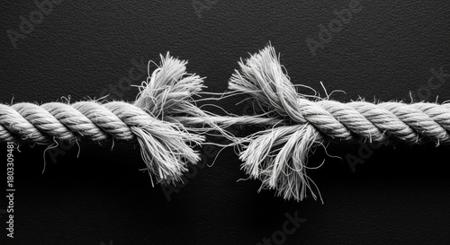 Broken Rope on Black Background, Frayed, Frayed rope, Breaking