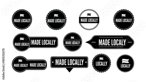 Collection of 'Made Locally' Badges and Labels for Products & Businesses High-Quality Design