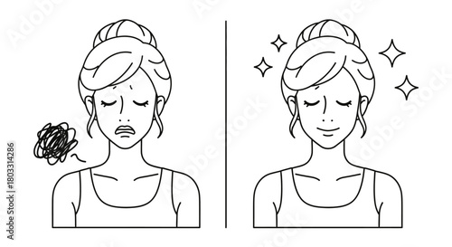 Stressed woman turns happy after finding a solution to her problems