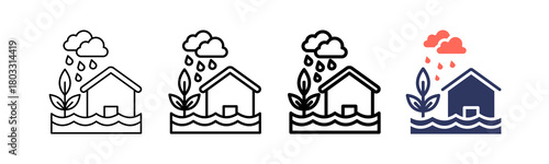 Flood multi outline icon