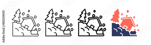 Landslide multi outline icon