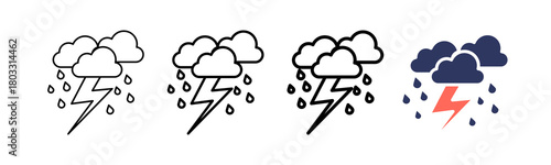 Thunderstorm multi outline icon