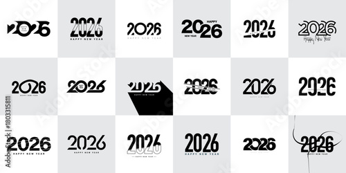 Big Set of 2026 New Year Template Design.
