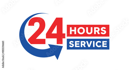 Reliable 24 Hours Service emblem for constant support and availability