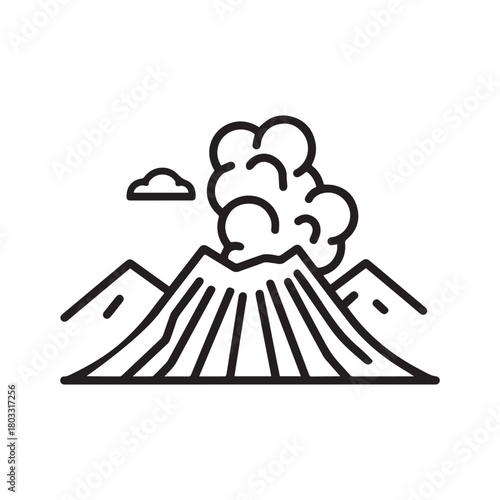 Volcano mountain icon nature light and black vector design.
