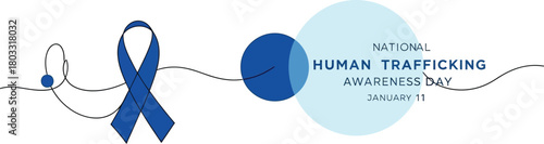 Unite against human trafficking with the symbolic blue ribbon and awareness message, fostering hope and action for change on January 11th.