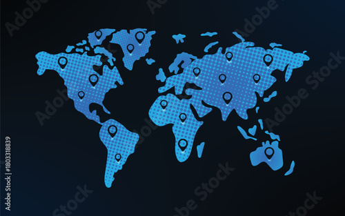 Digital global simulation technology satellite abstract background