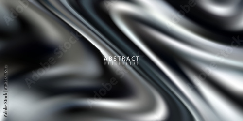 Abstract Metallic Swirls Background With Silver Fluid Shapes And High Shine Texture.vectoe eps10