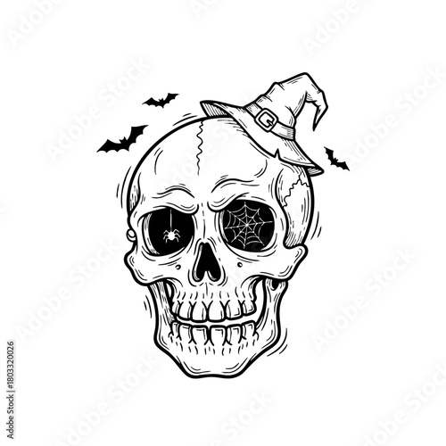 Vector Skull, Line Art Skull, Flat Design Skull, Geometric Skull, Vintage Illustration, Hand-Drawn Style, Adobe Illustrator, Editable Vector, Scalable Graphic, Death, Gothic, Macabre, Mortal, Anatomy,