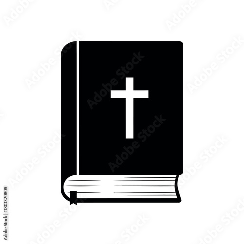 Holy Bible with Cross Symbol Illustration.