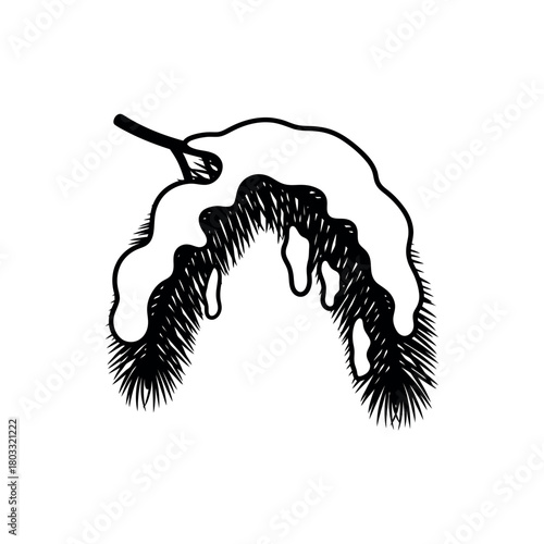 Snowcovered pine branch illustration.