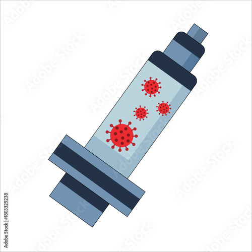Virus Sample in Syringe Tube Medical Research and Health Illustration