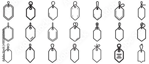 Price Tag card label sale paper outline and black fashion design.