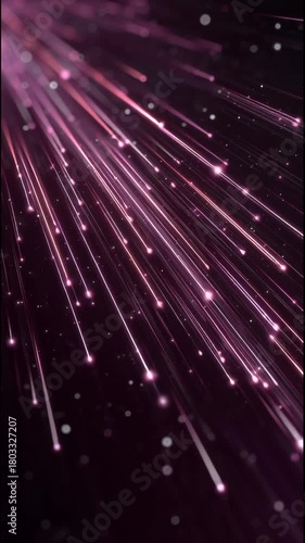 Bright glowing futuristic neon line moving through dark space. dynamic abstract background with purple light speed, technology, and energetic data