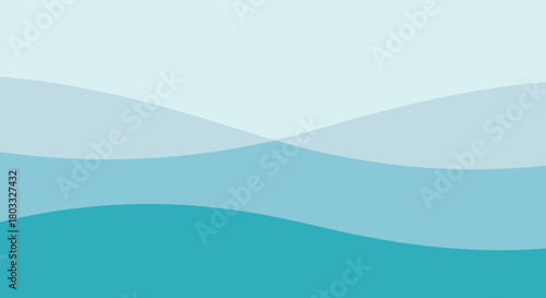 Serene abstract vector background featuring calm flowing layers and gentle curves in shades of blue and aqua for a modern design
