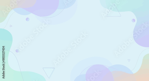 Soft Pastel Abstract Shapes and Geometric Elements on a Light Blue Background
