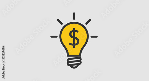 Bright Idea Light Bulb with Dollar Sign Symbolizes Financial Solutions