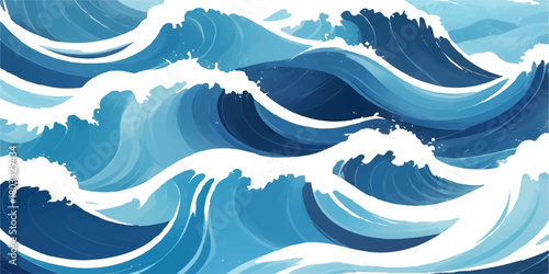 Abstract blue sea waves vector pattern illustration background