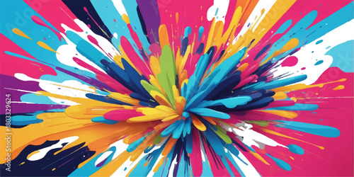 Colorful rainbow explosion with star pattern and bright blue fractal light texture