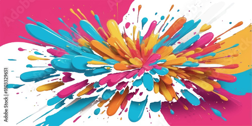 Colorful rainbow paint explosion and design illustration vector on a white background