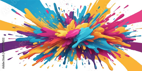 Abstract colorful background with bright paint splash motion, fractal swirl lines, and rainbow texture wallpaper