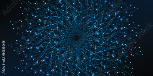 Neural networks design, AI concept, digital abstract wave lines vector