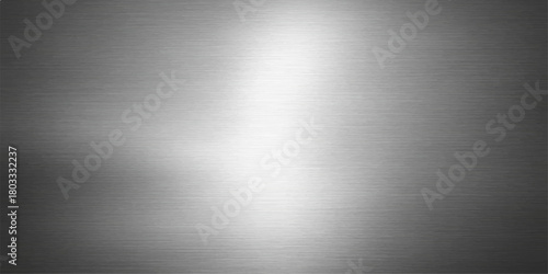 Shiny brushed silver metal plate background with a stainless steel texture and light reflection