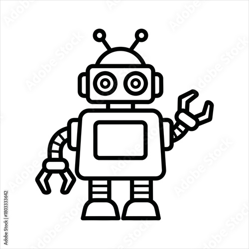 Wallpaper Mural Cute cartoon robot character with antennas and robotic arms waving hello Torontodigital.ca