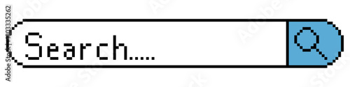 Pixel Search Bar Vector Ideal for gaming interfaces, websites, mobile apps, and digital design requiring a functional 8-bit search component.