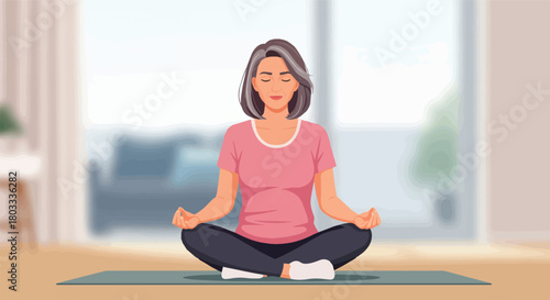 Woman Meditating in Lotus Position Finding Inner Peace and Tranquility Through Yoga and Mindfulness