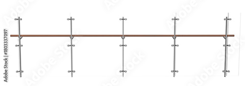 clean, modern safety barrier system illustrating the combination of glass, wood, and metal.