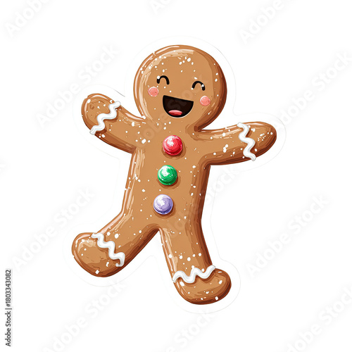 Happy Gingerbread Man with Colorful Candies